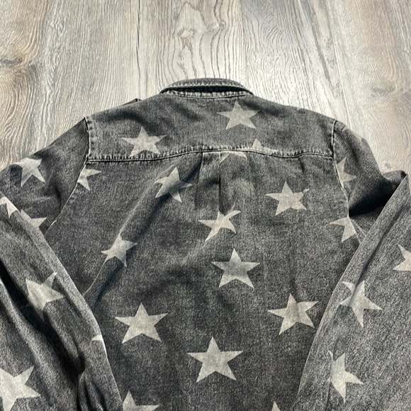 Macaron Women’s Oversized Denim Jacket, black with white stars, size small - Picture 7 of 8